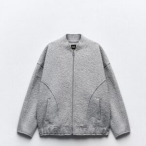 Zara Oversized Boucle Bomber Jacket Size XS/S